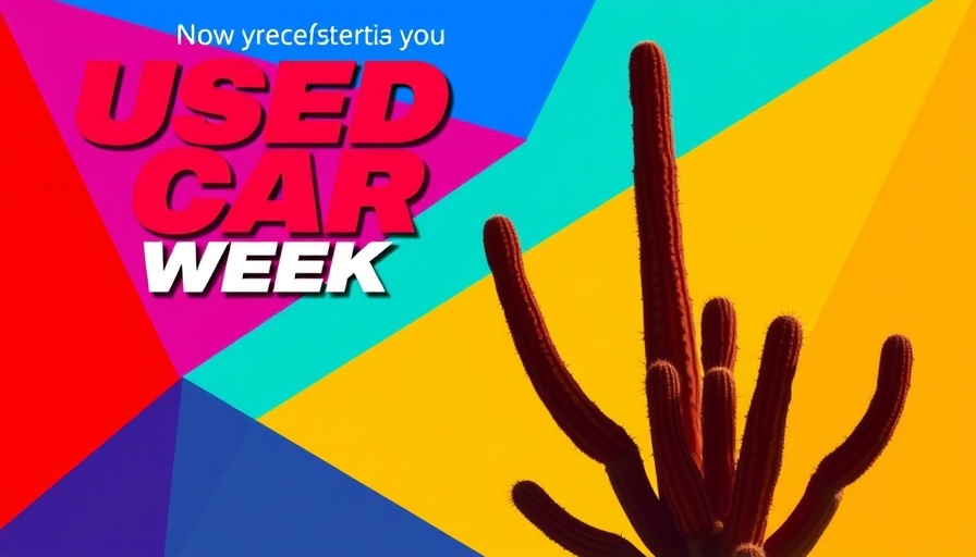 Used Car Week cover with vibrant geometric design, wholesale automotive auctions.