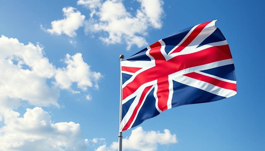 United Kingdom flag waving under a clear blue sky