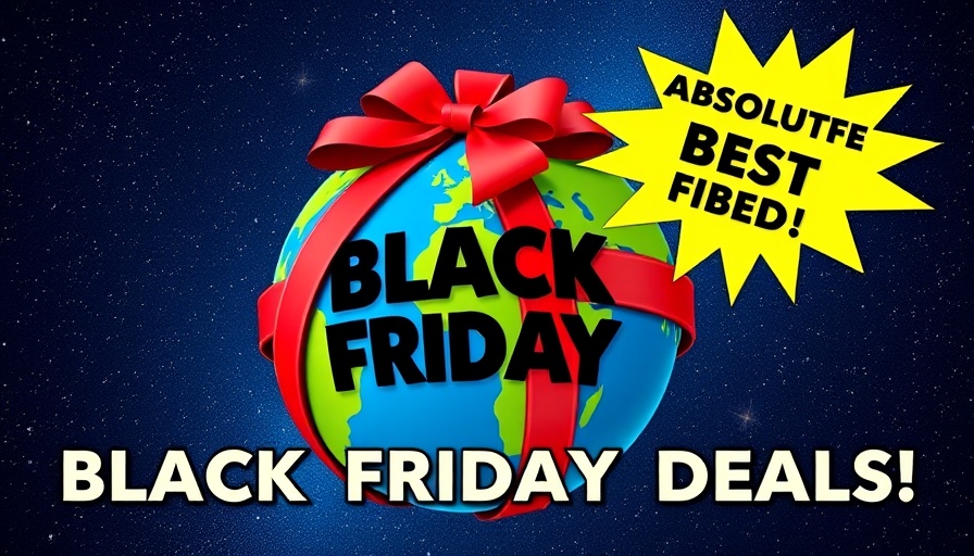 Playful 3D Earth with bow and Black Friday Deals text