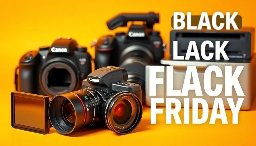 Modern cameras and printer for Black Friday camera deals.