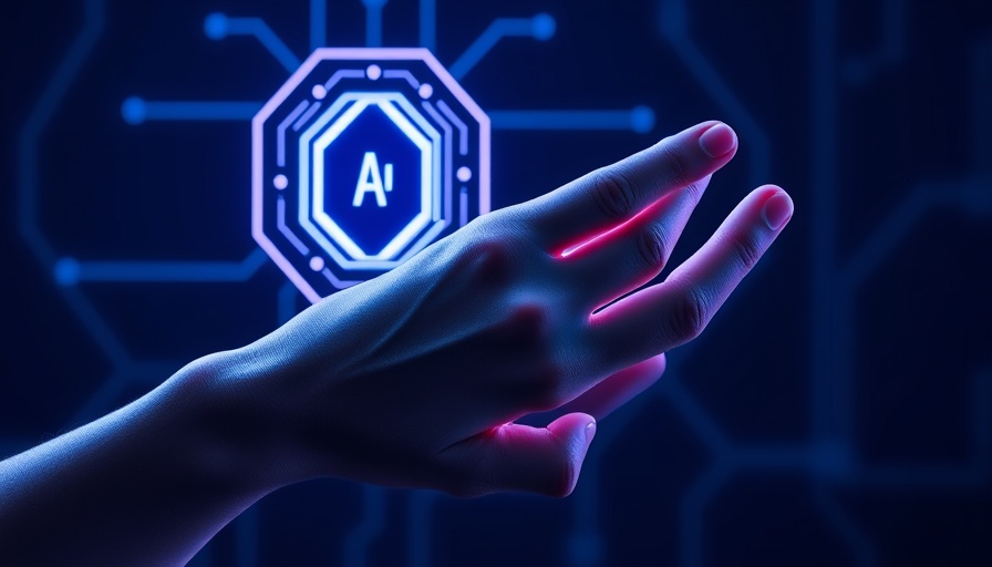 Hand touching AI circuit symbol representing AI safety.