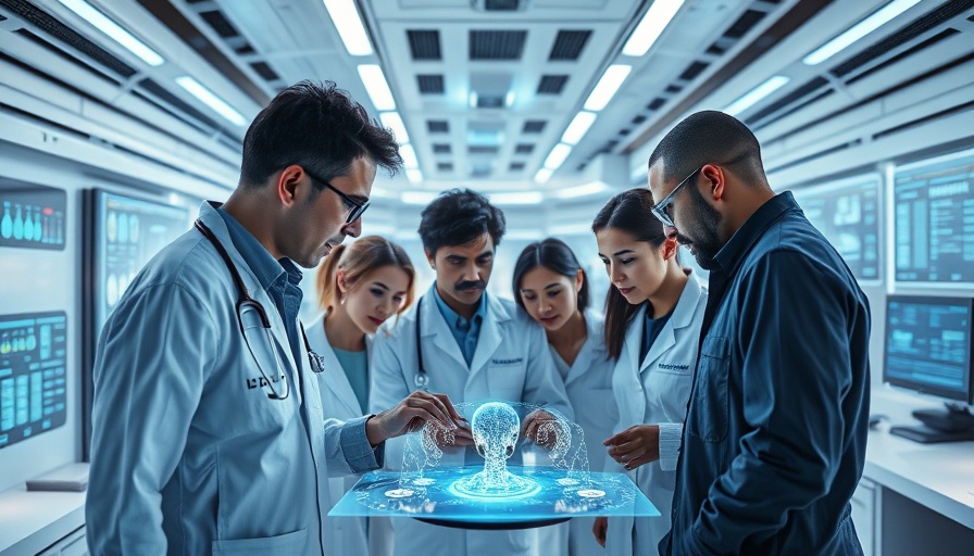 Generative AI: scientists collaborating in a futuristic lab.