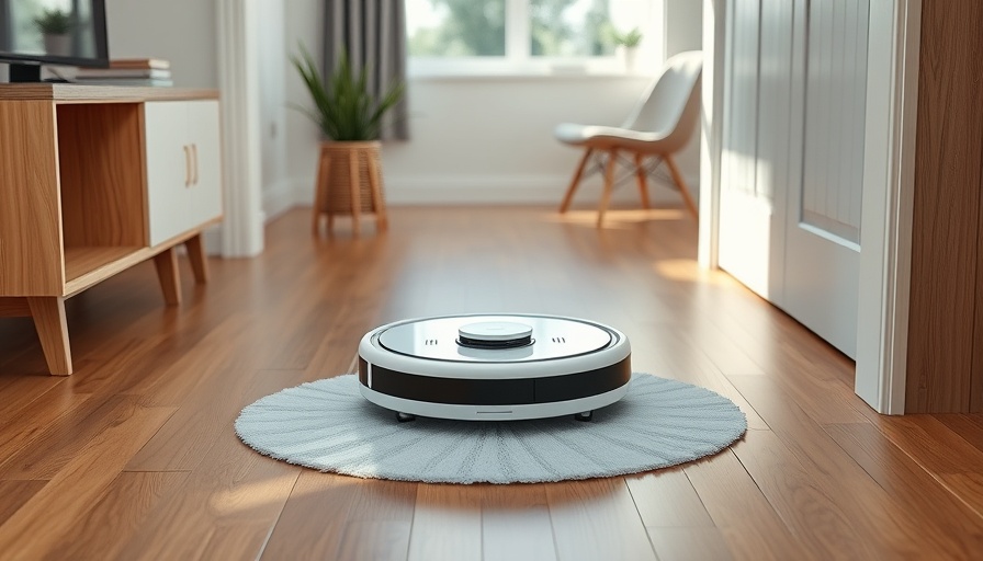 Modern robot vacuum cleaning a wooden floor, great for Robot Vacuum Deals.