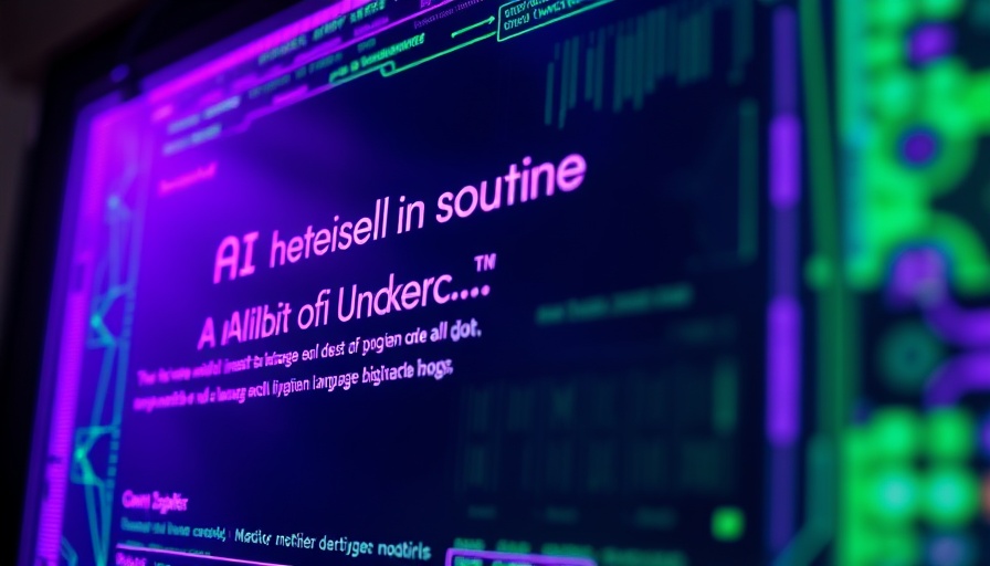 Screen showing AI language model text in purple and green hues.