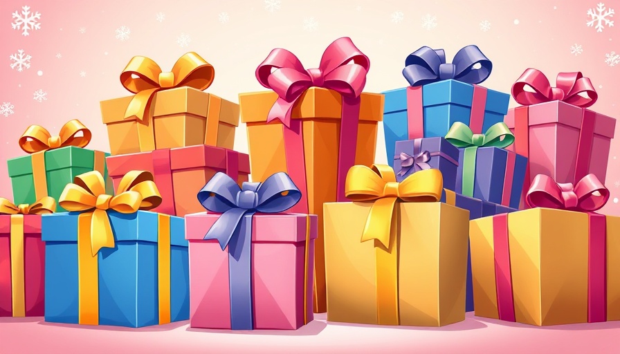 Festive cartoon gift boxes for Q5 marketing campaign.