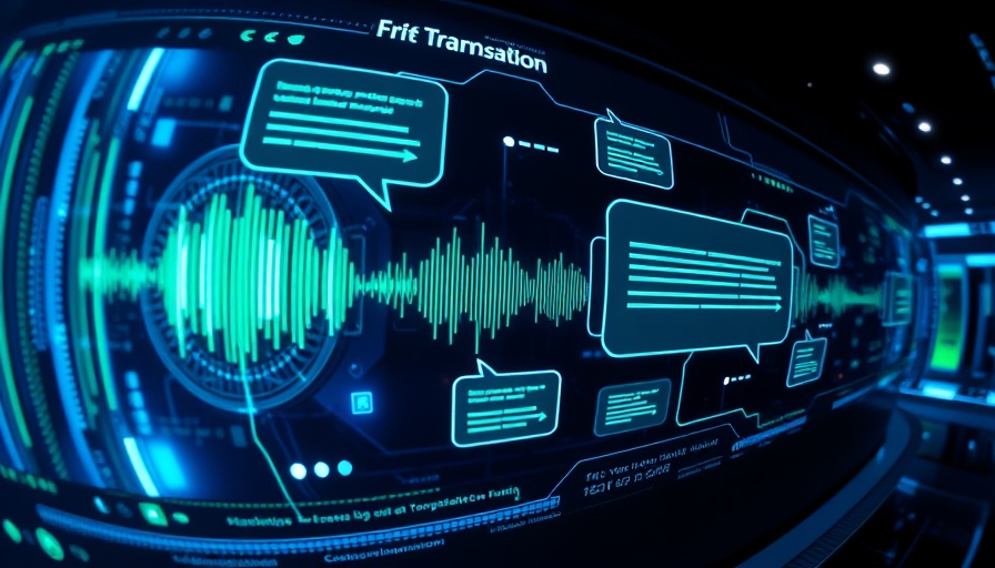 AI voice translation futuristic interface with holographics.
