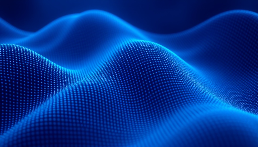 Dynamic blue digital grid representing AI agents, futuristic style.