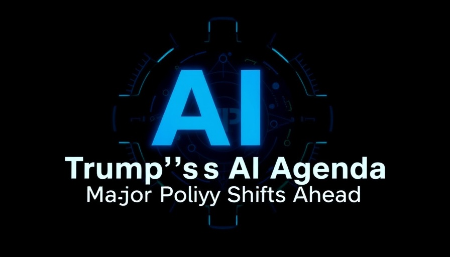 AI policy announcement illustration with text and logo.