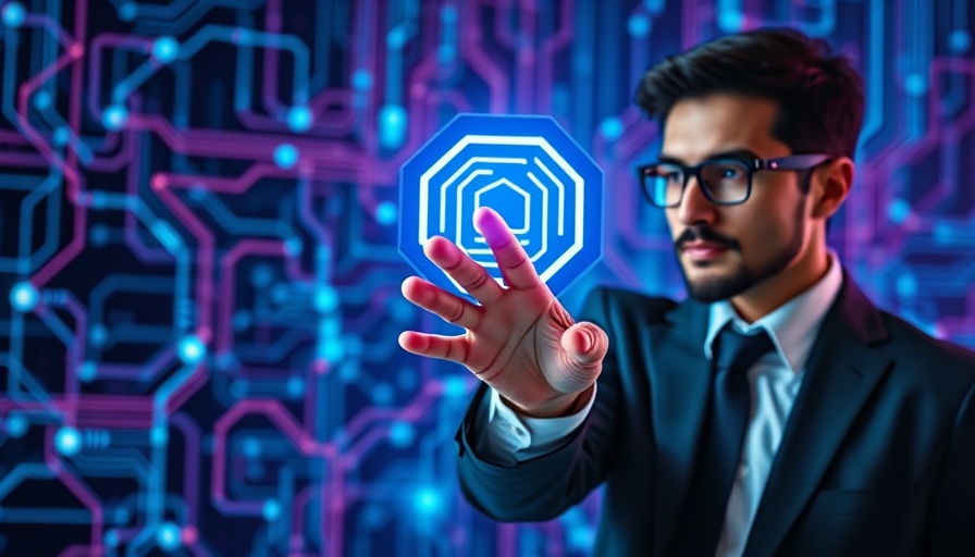 Futuristic scene of AI safety with glowing digital circuit.