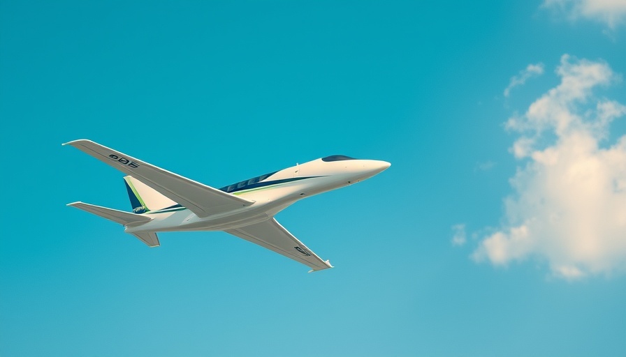 Electric aircraft flying in blue sky, representing Electric Aviation.
