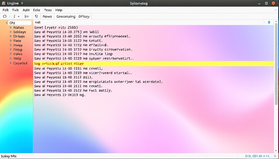 Syslog viewer displaying color-coded log entries, showcasing syslog benefits.