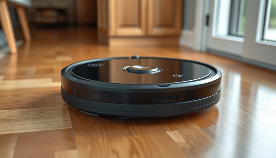 Sleek black robot vacuum on wooden floor, robot vacuum deals