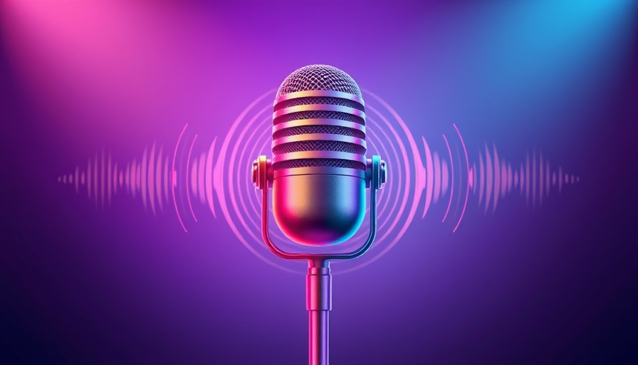 TamGen AI vibrant gradient microphone with abstract waves.