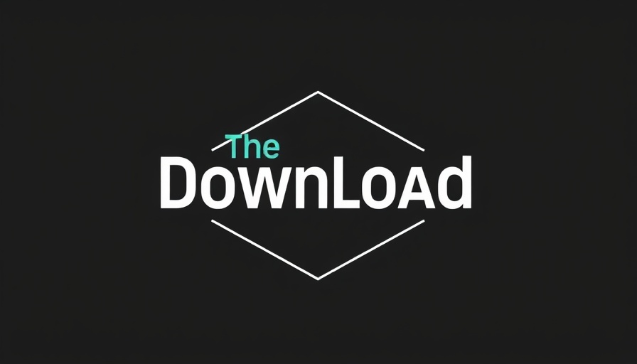 The Download logo in white and teal on black background