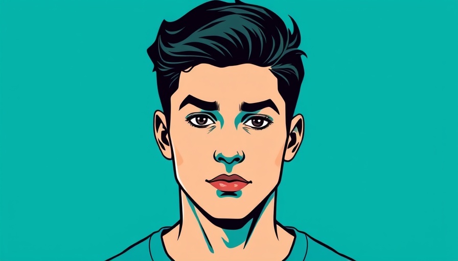Graphical portrait of young man illustrating a modern art style.