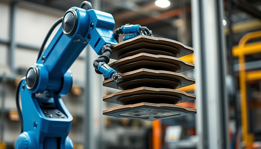 Robotic arm demonstrating waterless concrete technology.