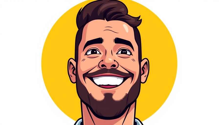 Stylized illustration of a man smiling, Kairos Power theme