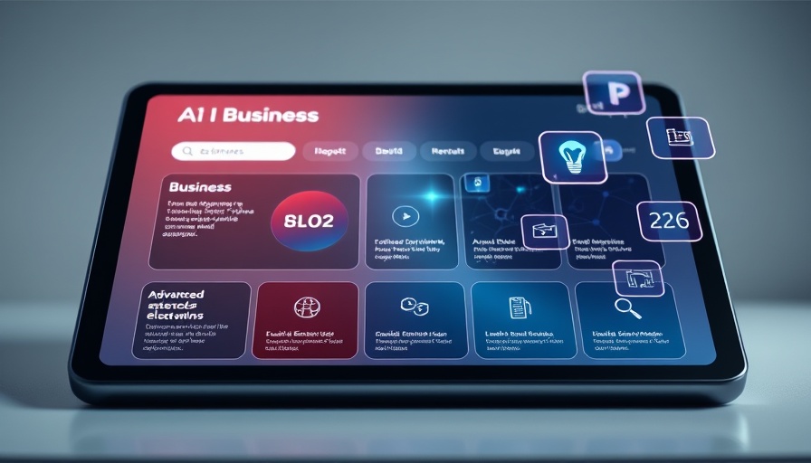 Business insights app interface on a digital tablet.
