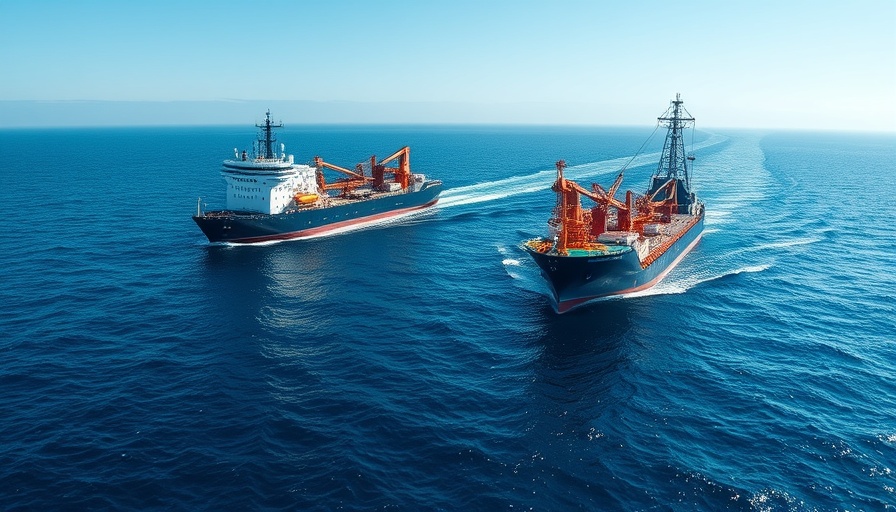Meta submarine cable vessels on a vast ocean under clear skies