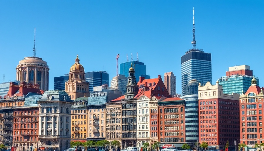 Skyline of Minnesota city, dynamic architecture and clear sky.