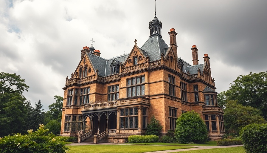 Elegant mansion with gothic design at Newport attractions.