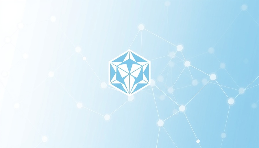Generative AI abstract digital nodes with logo in light blue.