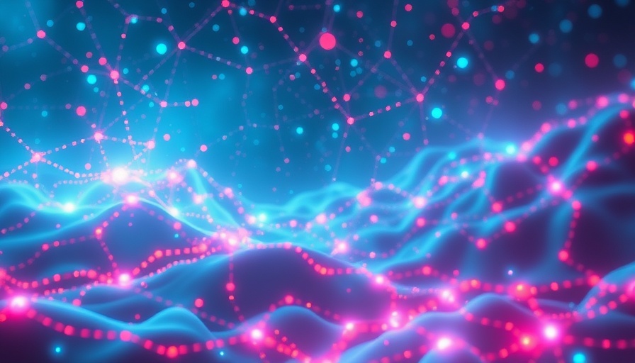 Futuristic AI concept with glowing neural network shapes.
