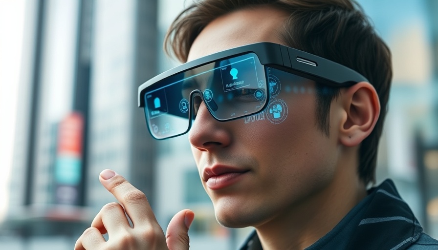 Modern smart glasses showcasing augmented reality in urban setting.