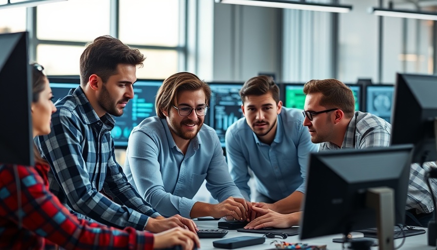 Team conducting AI software testing in modern office environment.