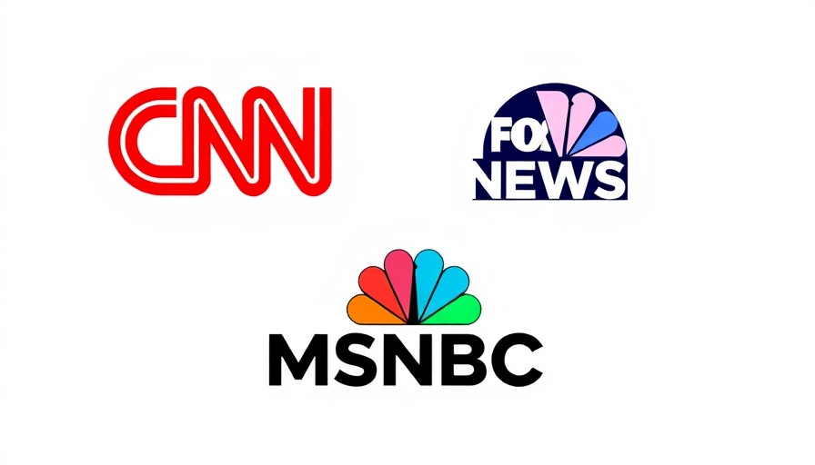 Cable news ratings: CNN, Fox News, MSNBC logos.