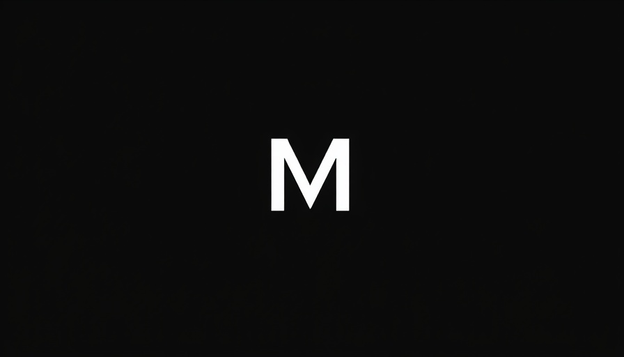 Bold 'M' on black background, typographic design