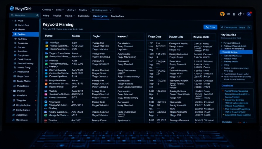 Keyword Research interface on Notion, organized keyword data.