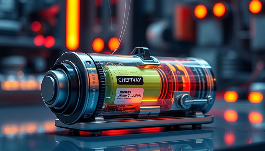 Futuristic lithium-sulfur battery in advanced lab setting.
