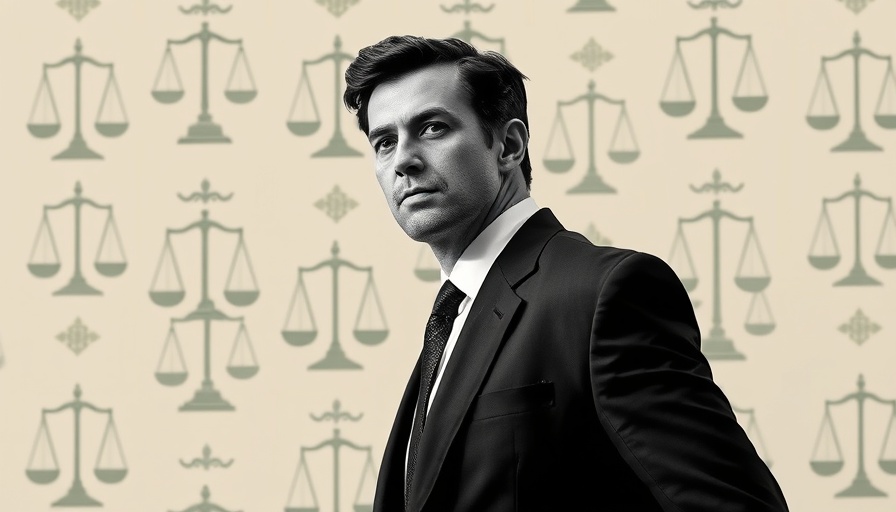 Illustration of AI lawsuit concept with scales of justice.