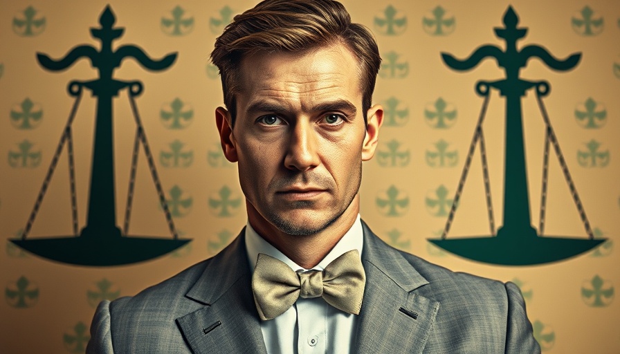 Stylized portrait with justice scales, Elon Musk OpenAI lawsuit theme