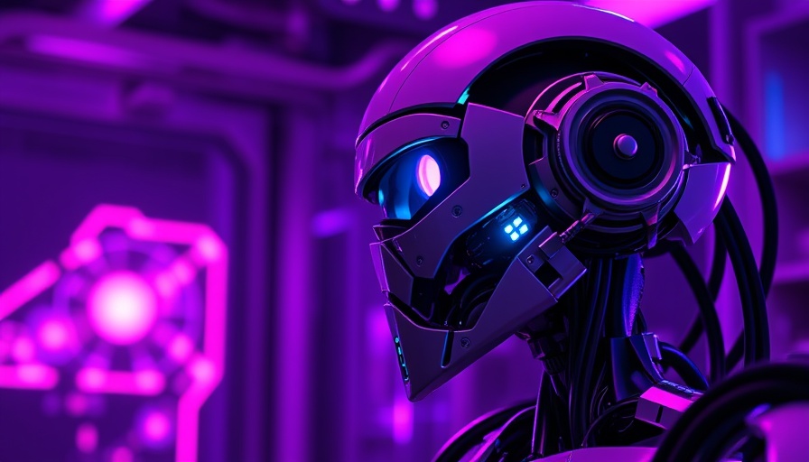 Futuristic robot depicting AI energy consumption with glowing circuits.