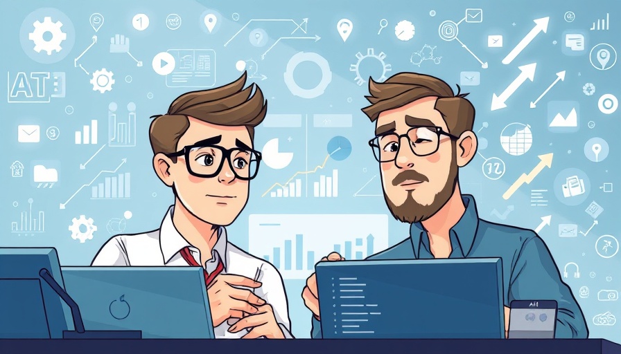 AI model training illustration with data management elements.