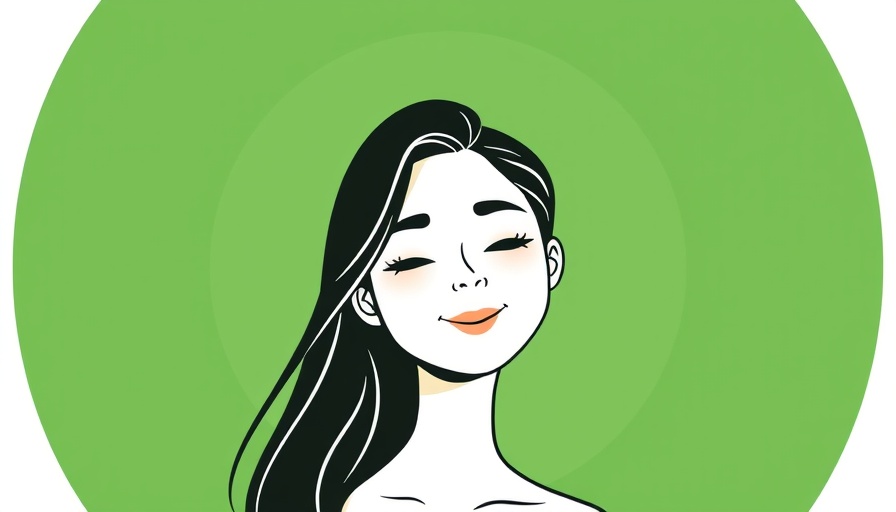 Illustration of a young woman with green circular background.
