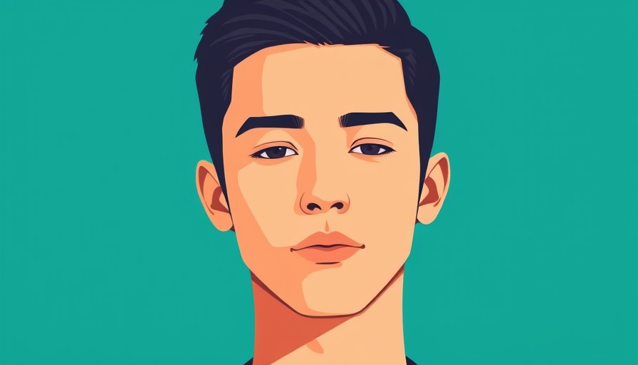 Stylized vector portrait of a man with teal background
