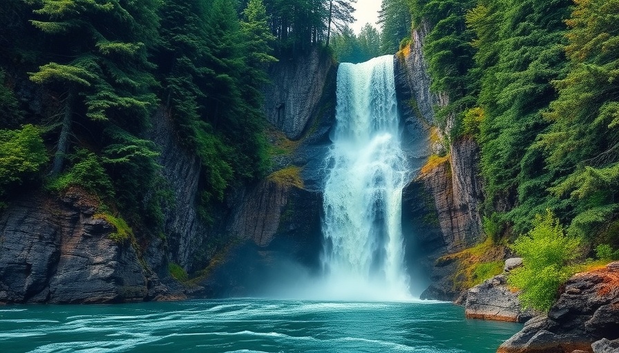 Newport attractions scenic waterfall with pine trees
