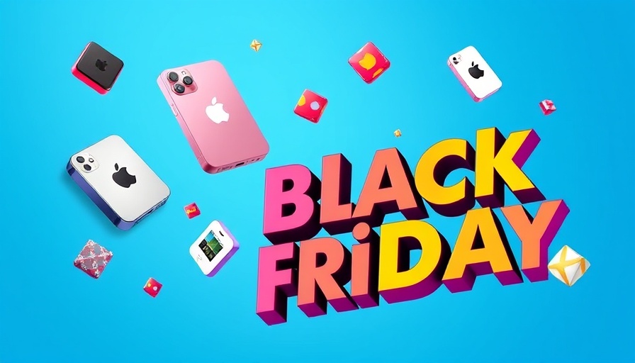 Apple Black Friday Deals illustration with products and bold text.