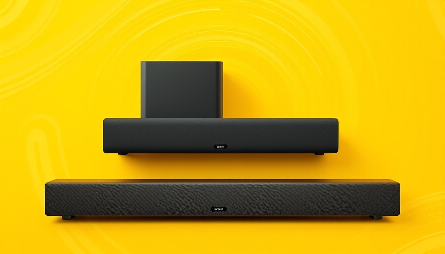 Sleek soundbars for Black Friday soundbar deals against vibrant yellow backdrop