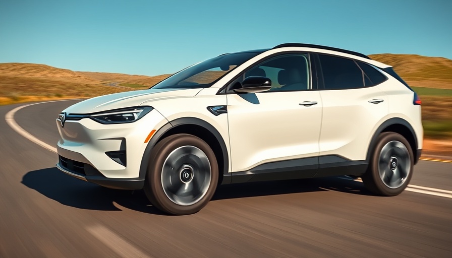Sleek electric SUV accelerating, illustrating EV battery cost dynamics