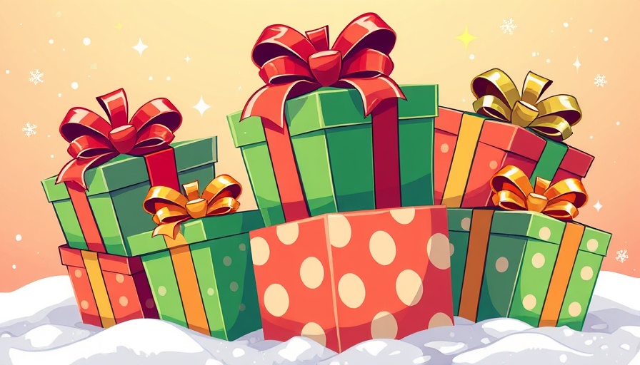 Festive gift boxes illustration with Q5 marketing theme