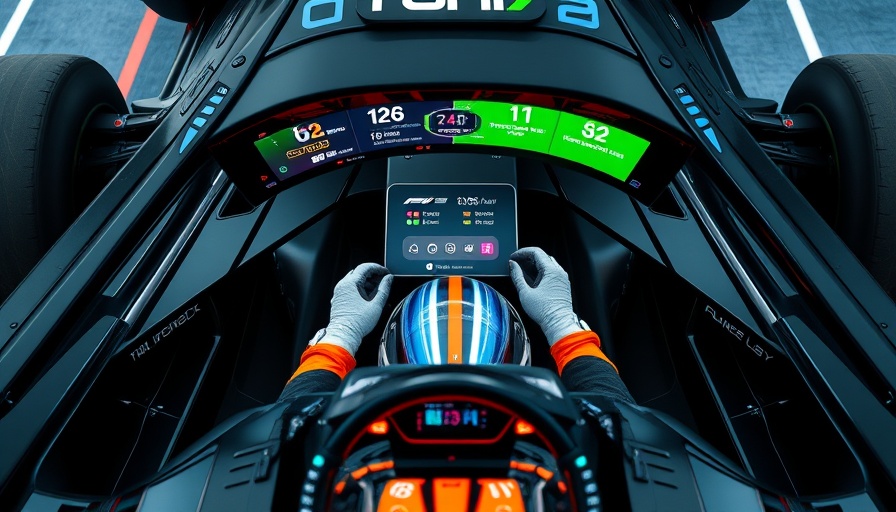 Overhead view of Formula E technology in race car cockpit.