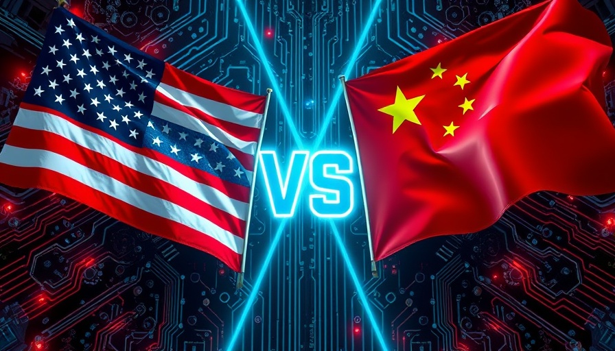 AI competition depicted by US and China flags with 'VS' symbol.