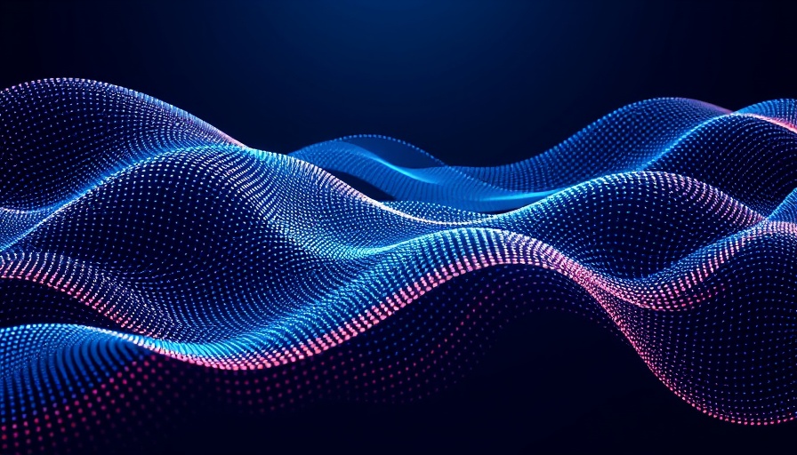 Abstract digital wave pattern in blue, AI for marketers concept.
