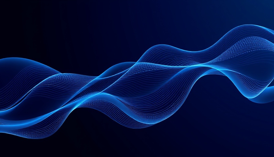 AI innovation abstract digital wave pattern with blue dots.