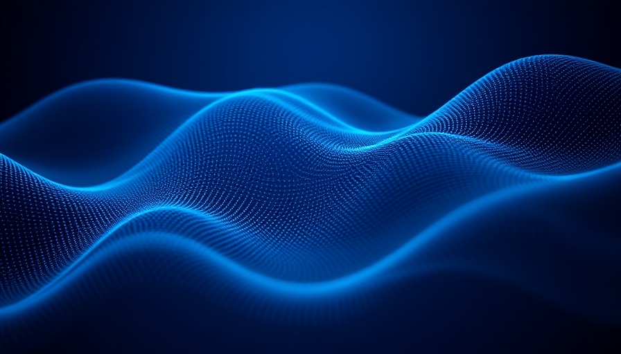 Futuristic digital wave pattern representing AI strategy.