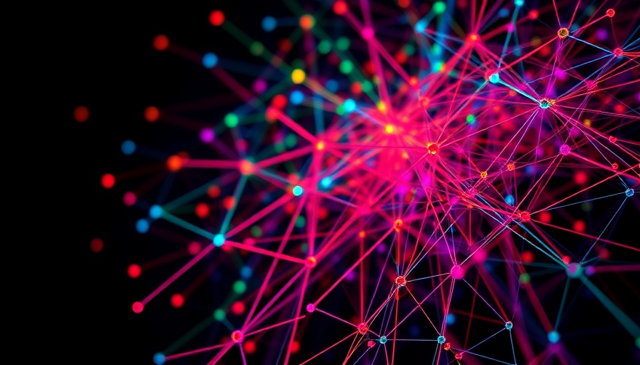 Vibrant network diagram depicting complex connections
